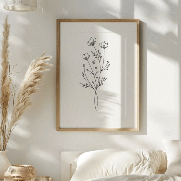 Flower Line art Prints Natural